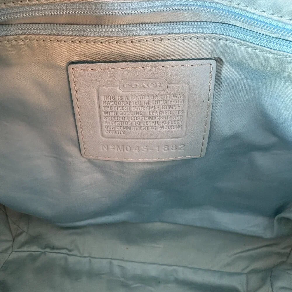 COACH | Light Blue Leather & Cream Canvas Satchel Tote | Y2K Vintage | RARE - Picture 8 of 10